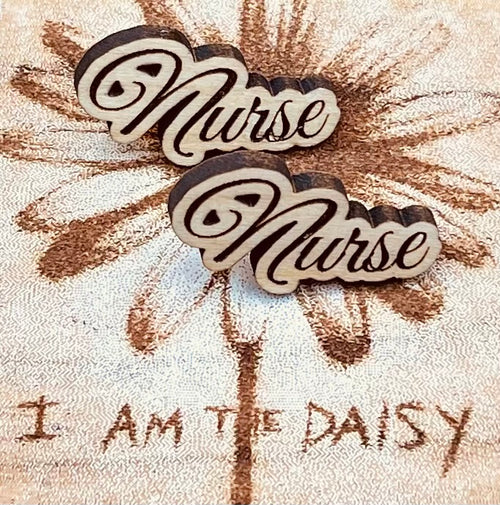 Laser Engraved Hardwood Nurse Stud Earrings