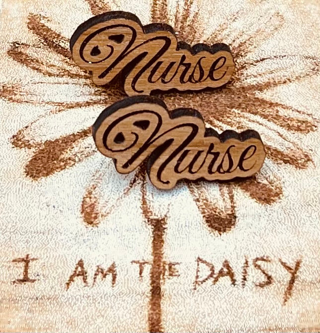 Laser Engraved Hardwood Nurse Stud Earrings