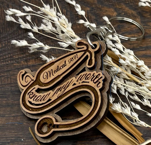 Laser Engraved Wooden Stethoscope Keychain – Know Your Worth | Medical RN