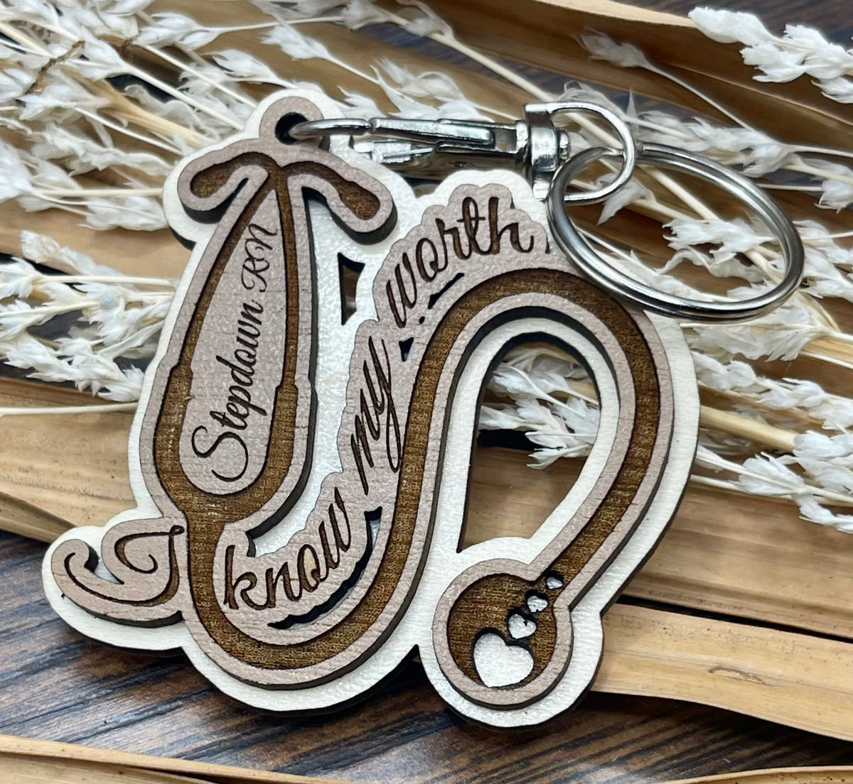 Laser Engraved Wooden Stethoscope Keychain – Know Your Worth | Stepdown RN